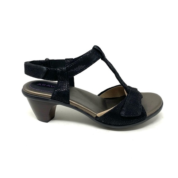Aravon Medici T Strap Sandals Black - Picture 1 of 7
